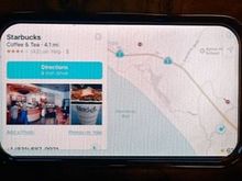 Results from asking Siri for directions to nearest Starbucks