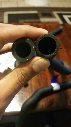 new hose on the left; older hose on the right...the thickness