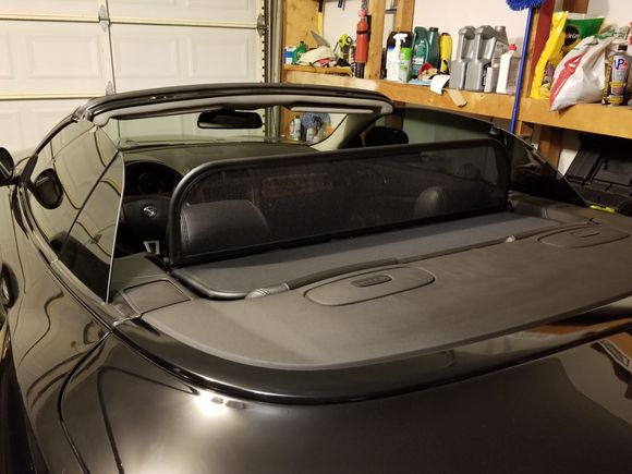 close up of wrapped top cover trim- gloss black to match paint 