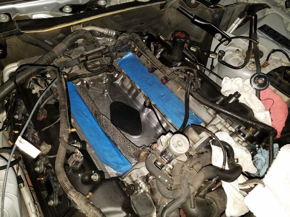 Intake manifold removed to replace valley hose