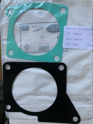 Green gasket ordered- black was in place and re-used 