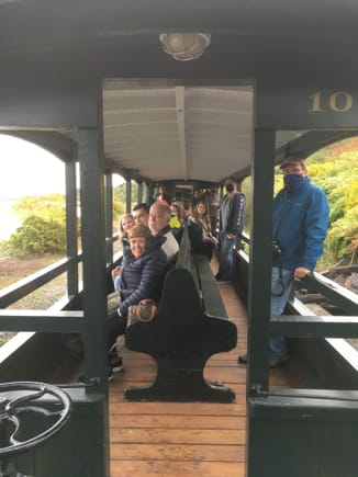 Taken just before I decided to rob these passengers on the Maine Narrow Gauge Railroad, Portland. 