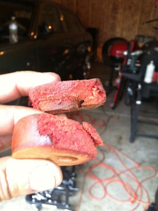 Deteriorated front shock mount bushings