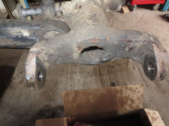 Bracket on the lower rear wishbone into which the hub fulcrum assembly must fit quite accurately