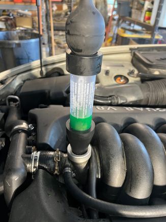 First squeeze of bulb