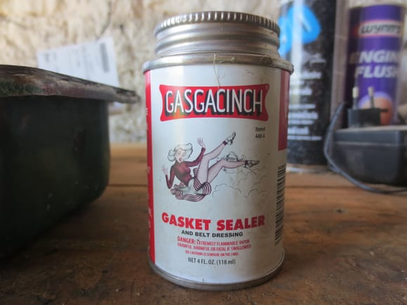 I shall dress the engine side of the gasket with this stuff, which is magic and makes even paper gaskets oiltight. Also, I shall use thread sealer on all the bolts, which have been cleaned, as oil migrates down the threads to the bolt  heads and out.