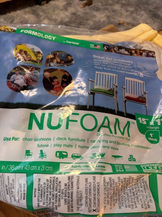 
This is the foam I bought from fabric store, this needs to be breathable for the AC in seat (this is 1” and I separated into 1/2” section). 