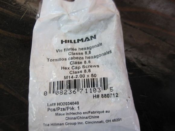 Trip to Home Depot to get a M14-20.00 bolt