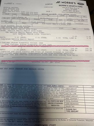 They said the leak is coming from the water pump. He was supposed to put 2 gaskets on the oil cooler pipe and connecting to the oil cooler pipe that is between the Water Pump and Manifold. Should I ask that he transfers the 179.50 to the flange replacement? That now needs to be done? 