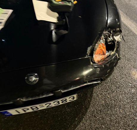 Damaged headlight from accident 
drivers side