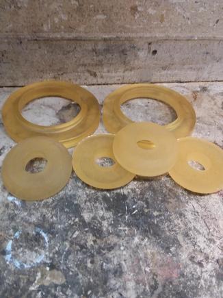 This is the urethane donut kit that solves all the problems of front suspension mounts.