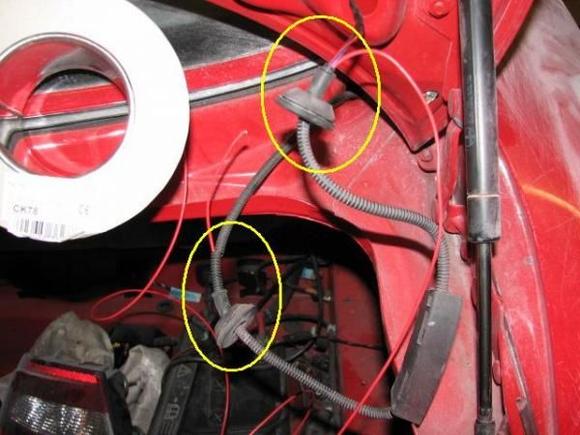 Feeding the new wire through the conduit (boot hinge)