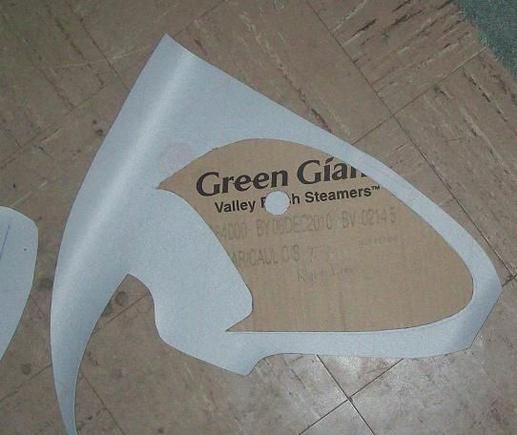 Template piece on top of vinyl