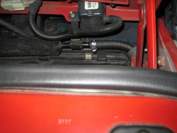 Repaired passenger side.  Both of these hoses and clamps were installed from the top as pictured.  The clamps were fastened from above as well.  Plenty of room.