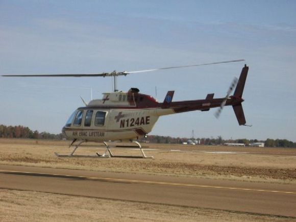N124AE @ AE 42, Mariannai, AR, USA Nov 08, my first base assignment with Air Evac. N124AE is a Bell 206-L1 wearing the early paint scheme for Air Evac.
This is my initial local area training flight at this base after completing new hire training at West Plains MO, USA.