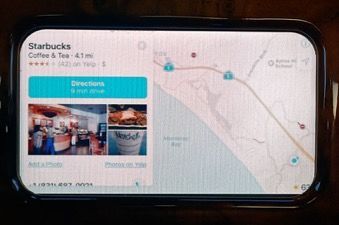 Results from asking Siri for directions to nearest Starbucks