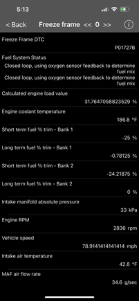 This was from the freeze stored in the ECU. I can get additional real time readings if needed.
