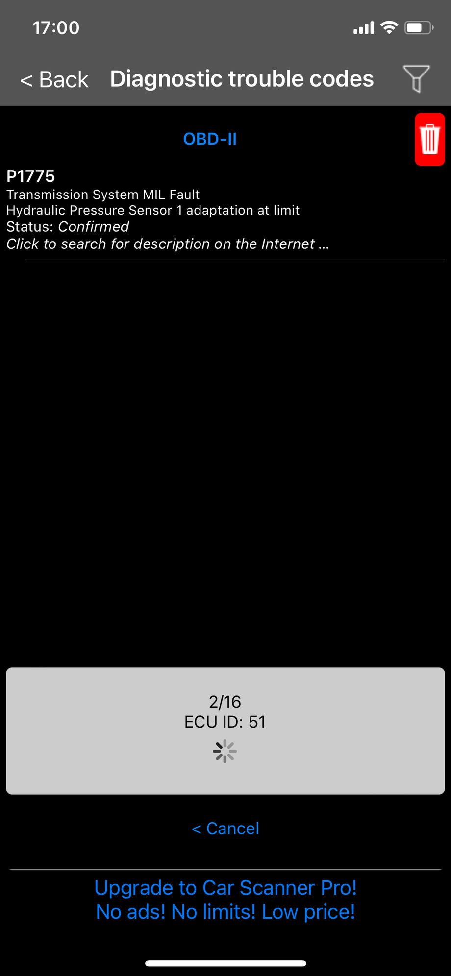 This is what my obd app said