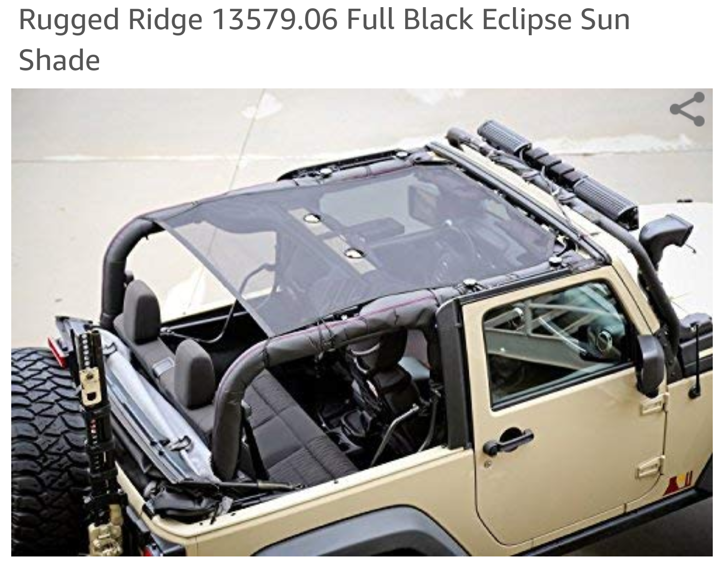 Accessories - Rugged Ridge Sun Shade for 2 Door JK - Used - 2010 to 2017 Jeep Wrangler - Vancouver, WA 98682, United States