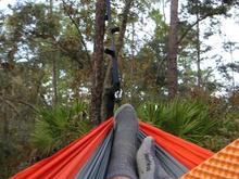 This is my &quot;tent&quot;.  When it rains i throw a tarp between the trees.  Works most of the time.  Better than sleeping on the ground like a damn dog.