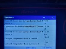 Freezeframe data for the o2 sensor code