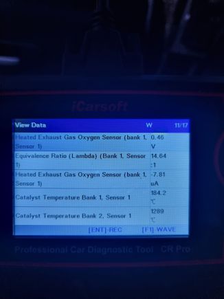 Freezeframe data for the o2 sensor code