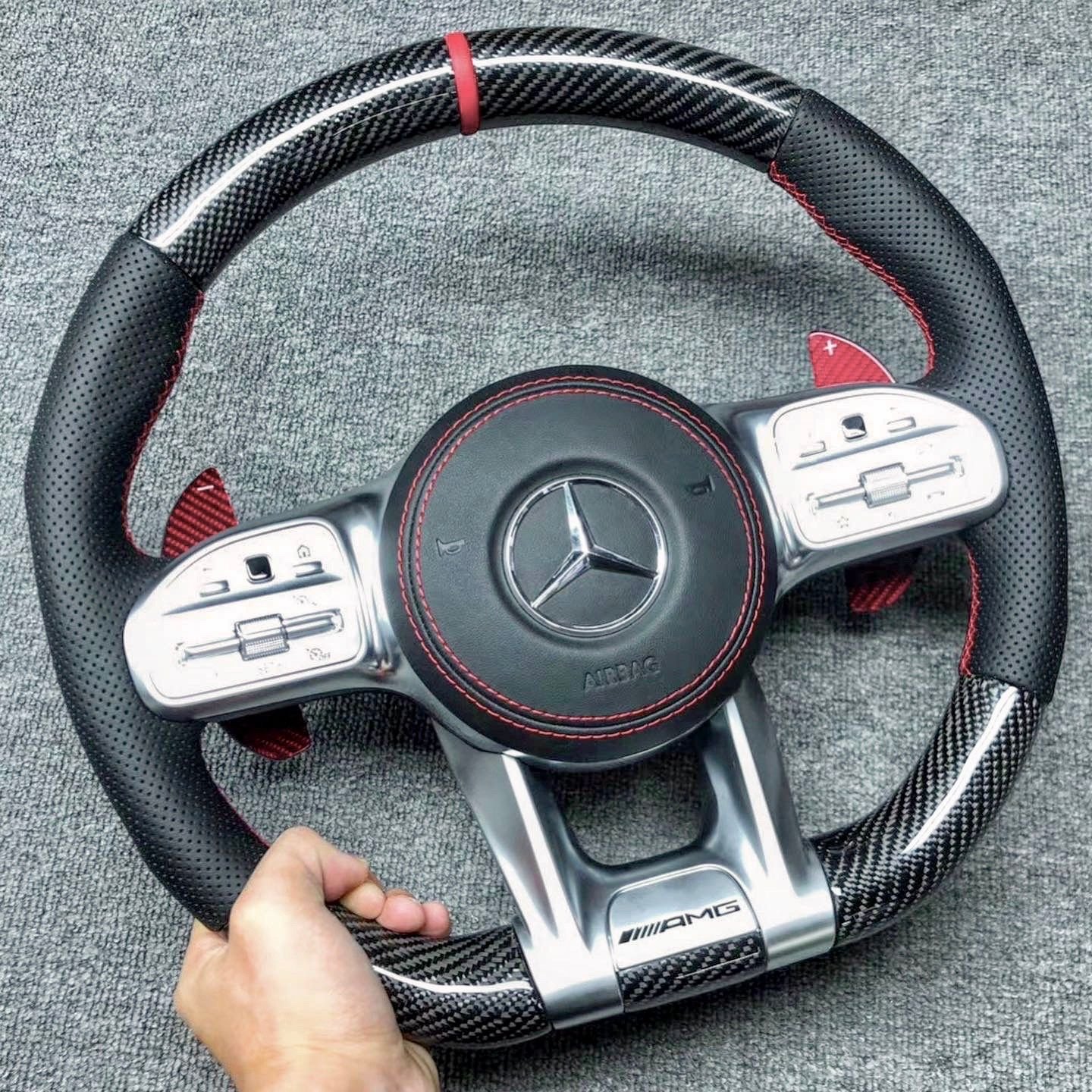 Steering/Suspension - Mercedes Benz AMG Carbon Black Leather Red Line Steering Wheel - New - 2012 to 2020 Mercedes-Benz All Models - Kowloon, Hong Kong