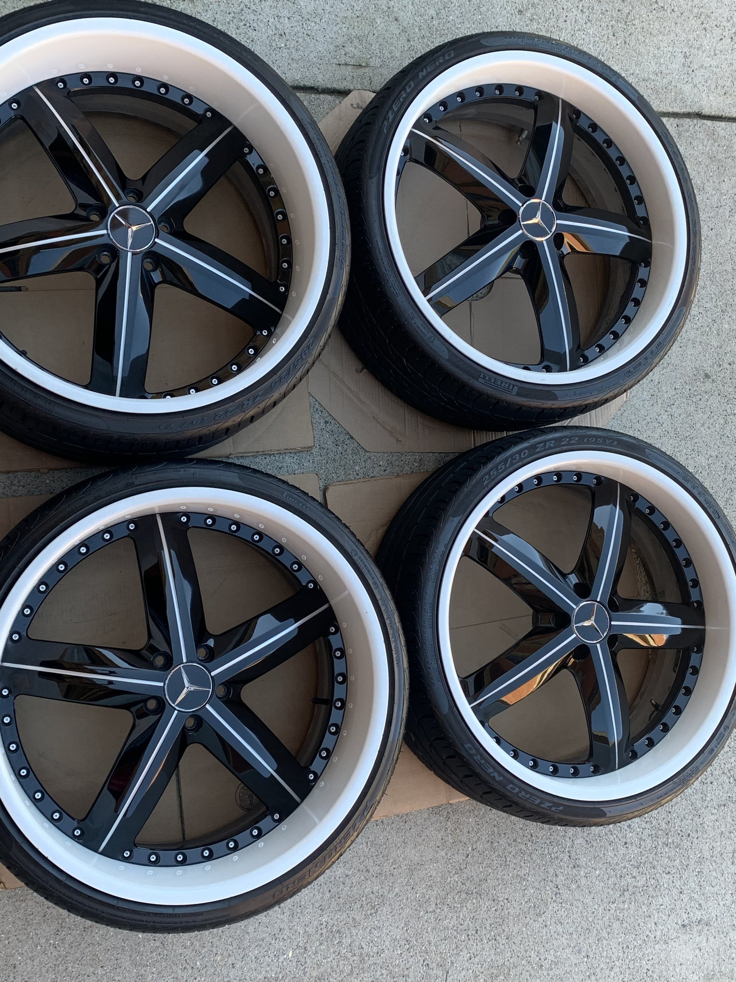 22" MHT Rims 5x112 bolt pattern, staggered fitment & Pirelli 295/25