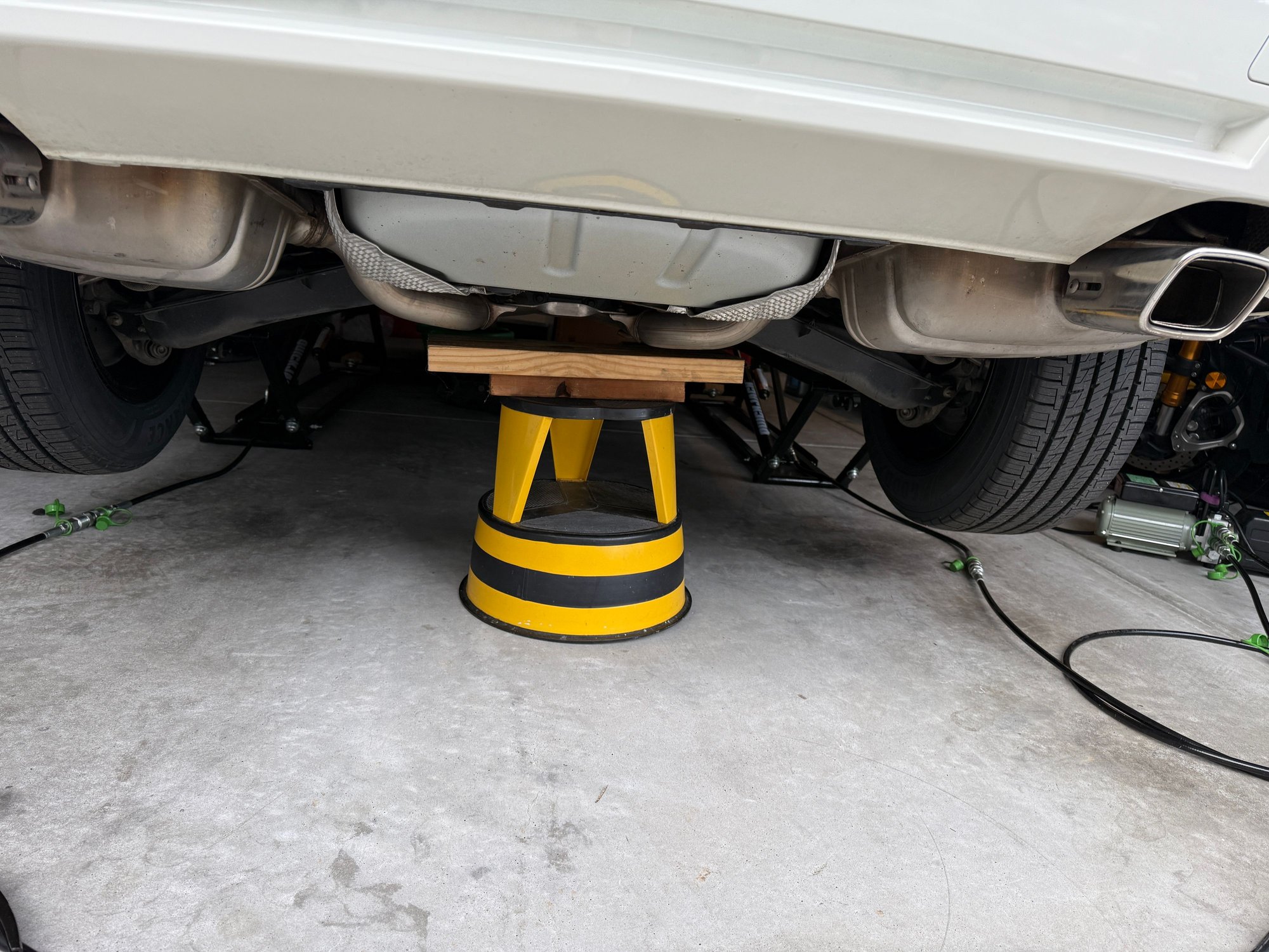 Needed something to hold up the exhaust while I was removing them from their exhaust hangers. 