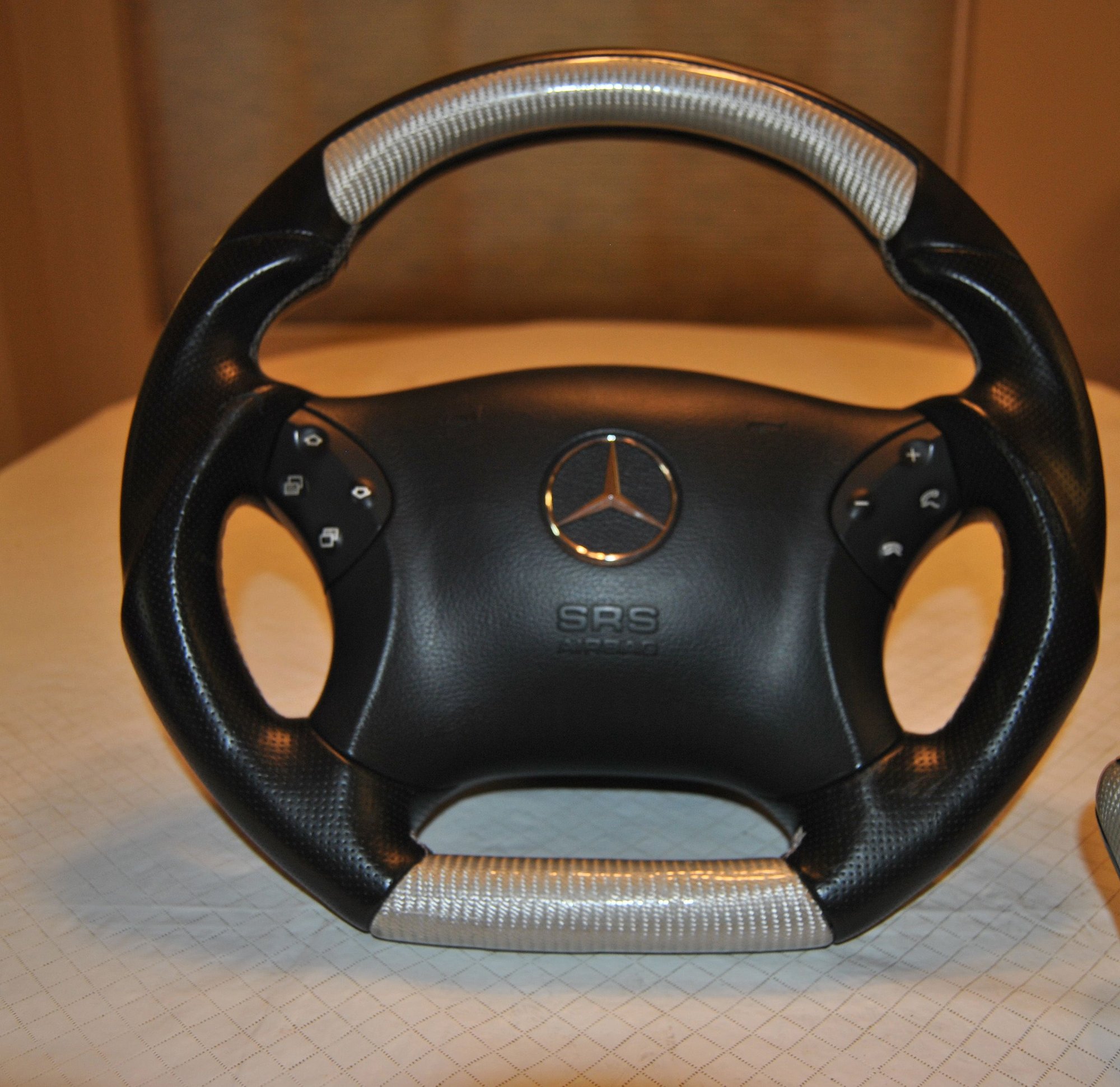 Interior/Upholstery - '01-'04 MB W203 Flat Bottom Carbon Fiber & Leather Steering Wheel - Used - 2001 to 2004 Mercedes-Benz C230 - Upland, CA 91784, United States