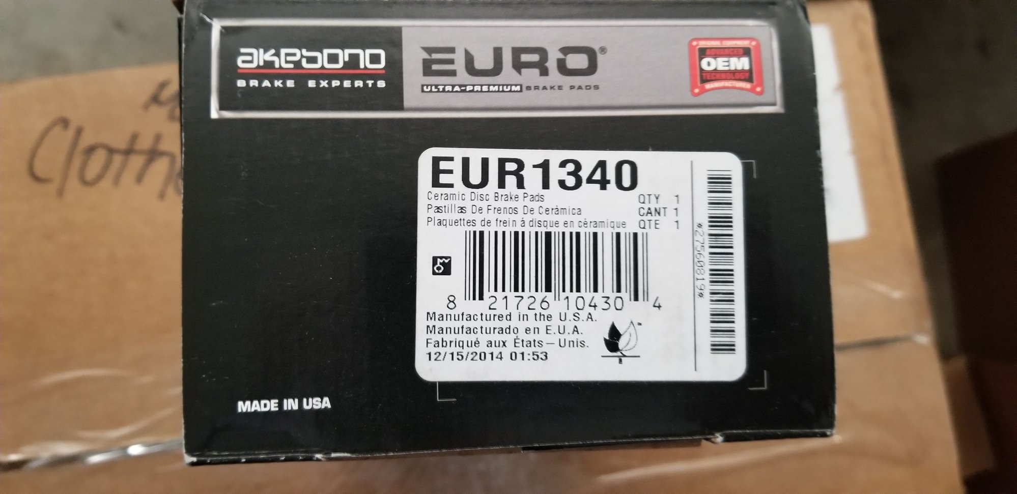 Brakes - Akebono Euro Ultra Premium Ceramic Brake Pads for W204 - New - 2012 Mercedes-Benz C250 - Bear, DE 19701, United States