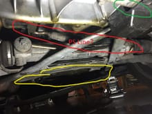 Another view between the frame and steering rack. Again, I think the red is a PS line, but do not know the 2 that are heat shielded in yellow and green. I would guess ABC, but can't tell what they would be on the ABC diagram.