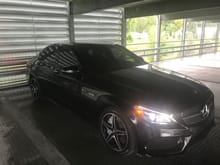 w205 c43 amg with 35% tint sides and back, 50% front windshield. dark parking garage