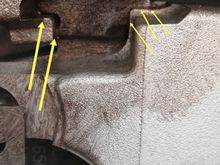 1.GLC rear brakes where pad ends are clearly shown in area of contact with cast iron caliper. 