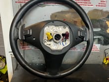 The backside of the steering wheel 