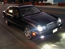 w210 E430
120,181 miles
19&quot; MRR HR-2
15% tints rear
50% tints fronts
8000k daytime, headlights and fog lights
LED taillights
Custom sound system