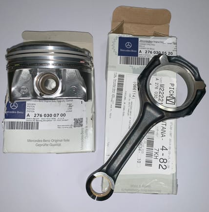 Sample MB piston & rod to be spec for custom forged JE piston and Pauter 4340 rods