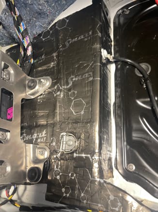 Started adding my usual sound treatment through out the entire trunk. Matting in multiple layers. And liquid at all the seams and hard to mat areas. I use liquid second skin under all plastics as well as matting doesn't work well ever for installing there usually. 