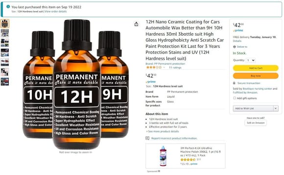 This is the product I got from Amazon. Great product. Got two bottles of ceramic coat instead of one. I used this kit to cover my SUV without issue