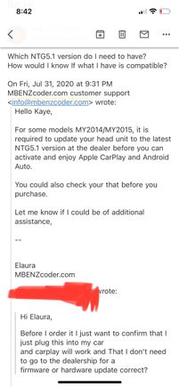 The response I got to this was just a link to the OBD updater. So I said screw it. I think the dealership wanted like $350 to install it. I think they would change out the usb in your armrest and update the SW/FW