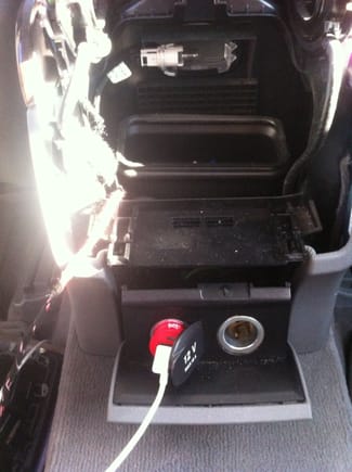 Rear console with vent assembly pulled off.