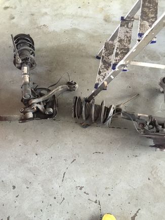 C63amg front suspension but i only used the mounting plates. So I didn't used a bracket.