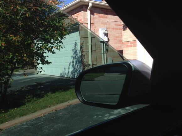 View from inside the car in full sunlight.