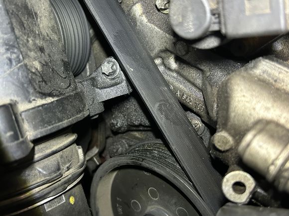 All that gunk behind the serpentine belt is the bottom of the oil filter housing.