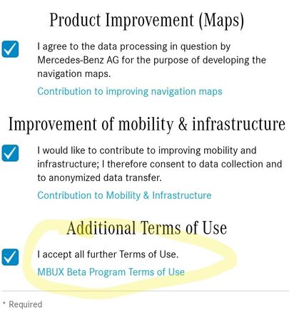 Android terms from Mercedes Me app. 