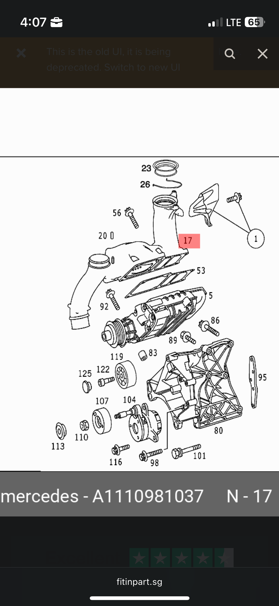 Intake connection (MB part #A111-098-1037)