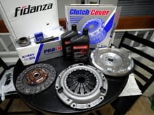 Fidanza 8lb 1.8 flywheel, Exedy pressure plate and oem clutch, and Motorcraft trans fluid