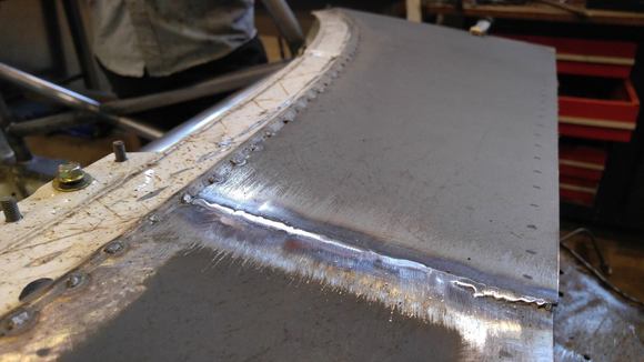 Putting that Downdraft filter case to use! The little stitch welds were only used to save wire and time - they also match the seam welds that morgan tacked all around the car.