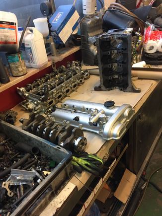 short block ready for 0.5mm overbore; valve cover will have dash 10 fittings welded on