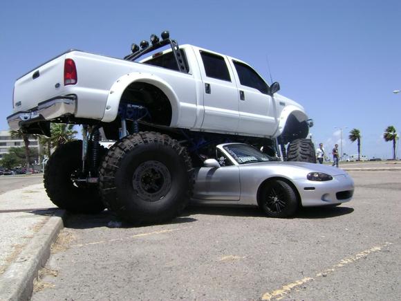 That's my baby!!! Parked under a truck.....